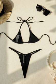 Sexy Female Swimming Suit Tie Straps Swimwear Solid Color Thong Shorts with Triangle Bra Women Beach Wear