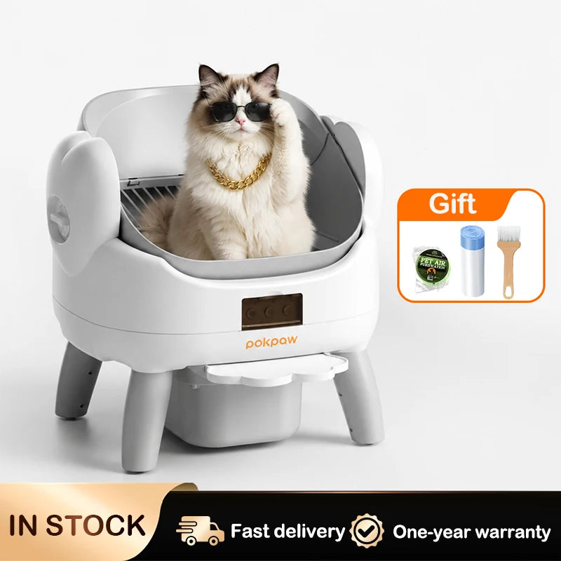Pokpaw CL23 Automatic Cat Litter Box App 72L Large Capacity with Kitten Mode – Quiet Smart Litter Box Travel Cat Toilet Supplies