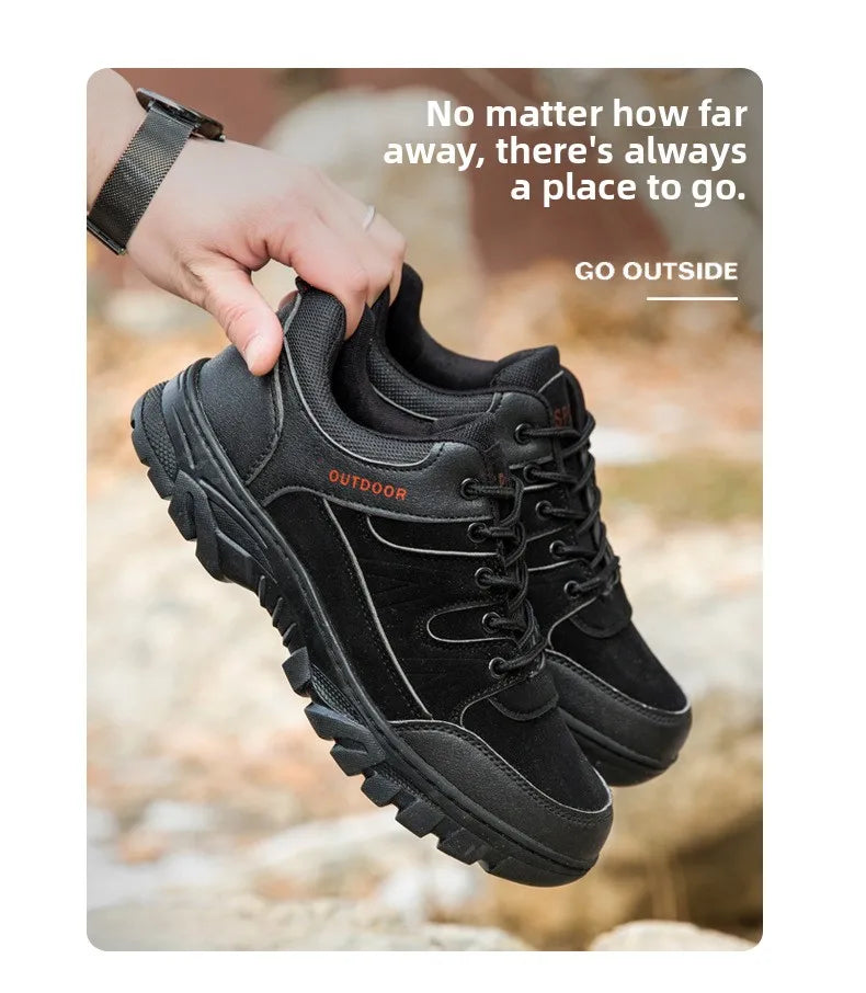 Outdoor Climbing Shoes Men's Trendy Flat Work Shoes Casual Sports Style New Model Comfortable Warmth Synthetic Leather Upgraded