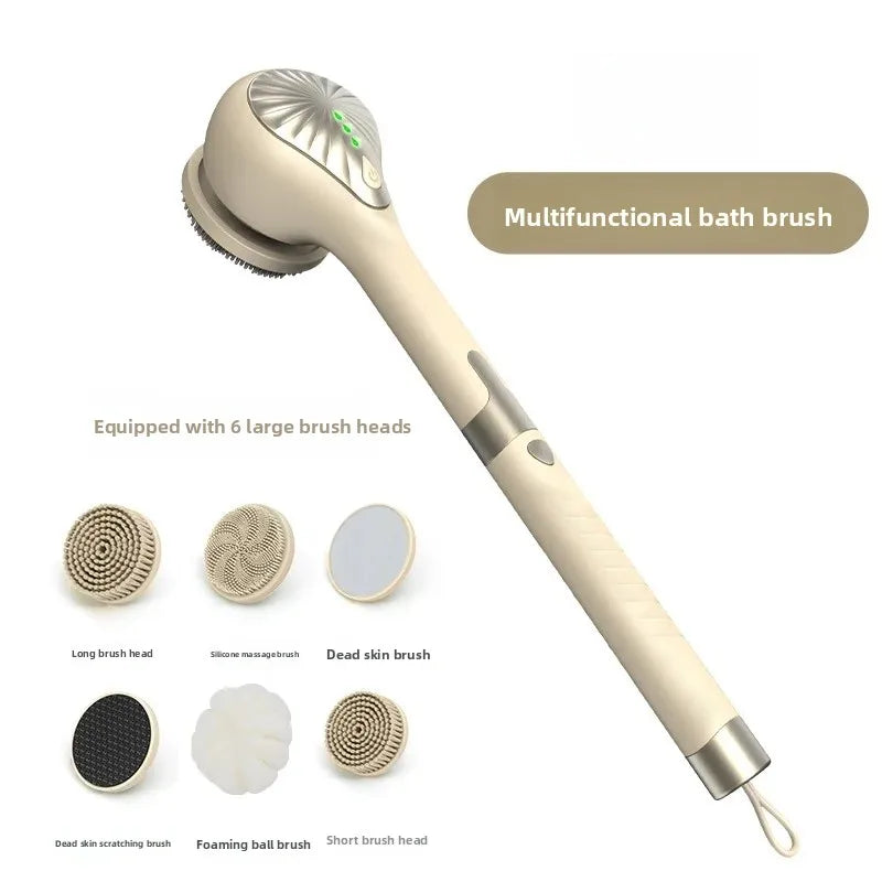 New Waterproof Electric Bath Brush Long Handle Scrub Brush Back Scrubber Five-In-One Shower Brush Home Use Bathing Device