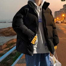 Streetwear Harajuku Warm Men's Winter Coat Solid Color Casual Parka Stand Collar Fashion Oversize Women's Winter Jacket