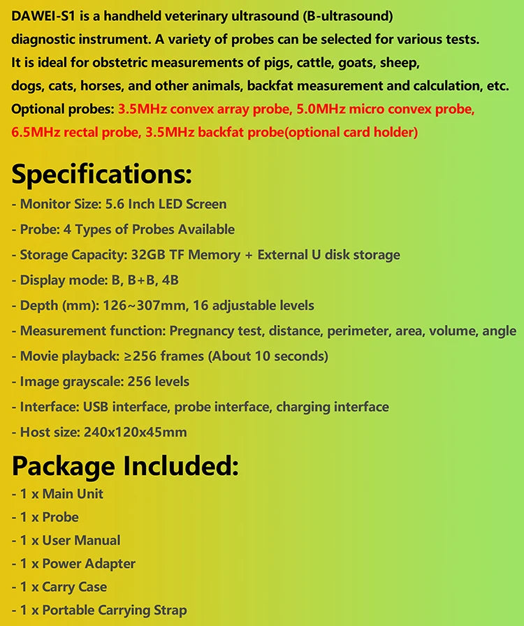 Portable Veterinary Ultrasound Scanner, Vet Pregnancy Check Handheld Ultra Machine, for Pig Sheep Cow Horse Dog Cat Use