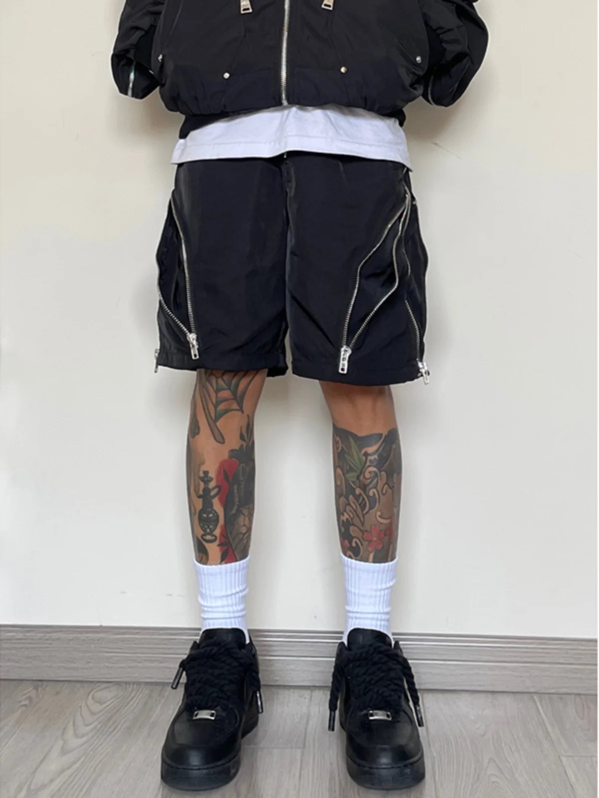 American style high street wind assault shorts men Multi-Zipper design Harajuku casual tooling outdoor five-point pants summer