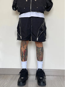 American style high street wind assault shorts men Multi-Zipper design Harajuku casual tooling outdoor five-point pants summer