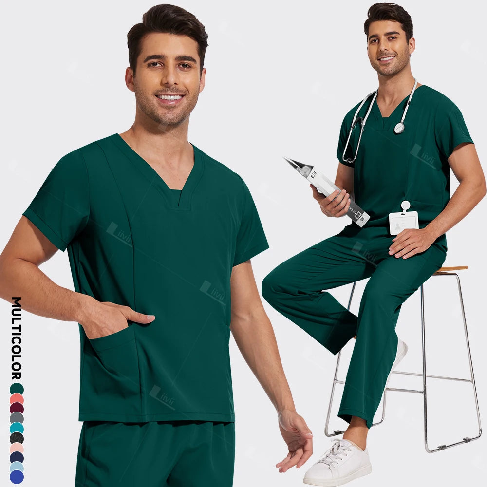 Newest Nursing Surgical Uniforms Woman Doctor Nurse Uniforms Men Straight Pants Scrub Set Medical Clothing Beauty Salon Workwear