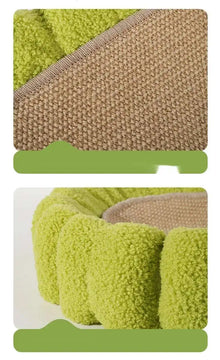 Cat scratch board, cat nest integrated, linen, non shedding, durable, large oval basin, cat claw board, non rotting, round cat