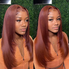 Copper Red Straight Layered Lace Front Wig For Women