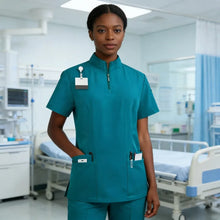 Neutral medical frosted stand up collar zipper design, doctor and nurse work clothes, operating room surgical clothes