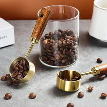 Cuillère à mesurer en acier inoxydable de 15 ml, cuillère à café, cuillère à sucre en poudre, à grains de café, manche en bois, outils de cuisine