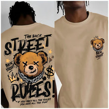 T-shirt pour homme style européen et américain, tendance estivale, imprimé ours et lettres, confortable et respirant, col rond, idéal pour la rue et les sorties