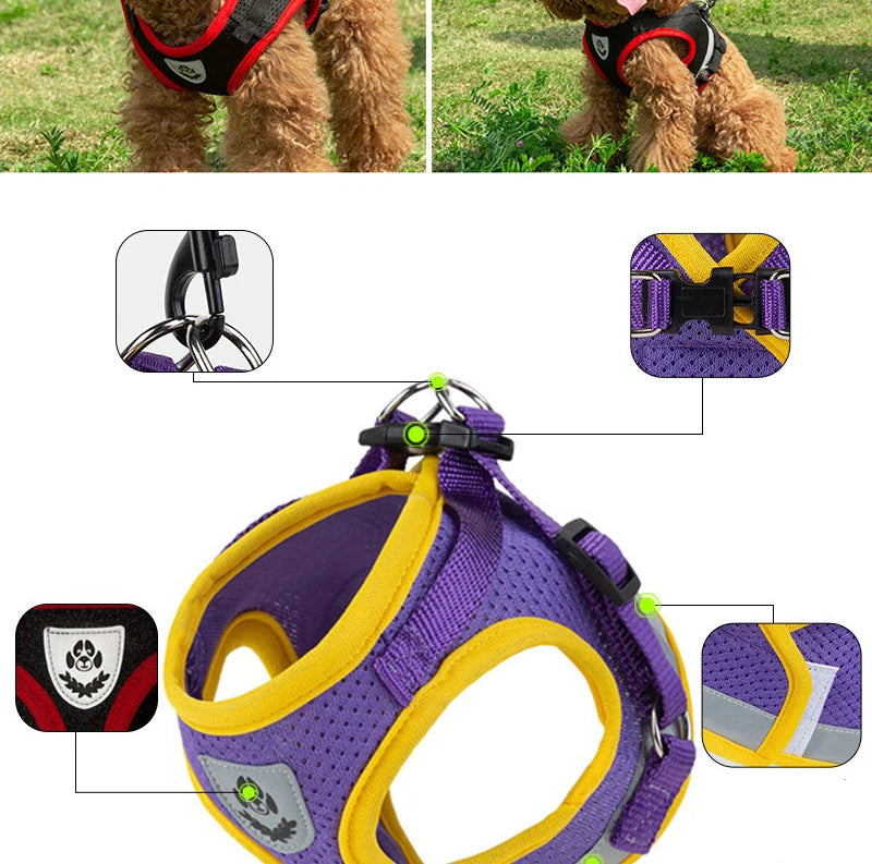 XS/S/M/L/XL Vest Harness Leash Adjustable Vest Strap Puppy Cat Chest Strap Reflective for Small Medium Dogs Cat Harnesses Vest