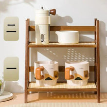Organisateur de comptoir, porte-tasses à café à 2 niveaux, étagère de rangement polyvalente en bambou pour hôtel, appartement, coiffeuse, cuisine, maison