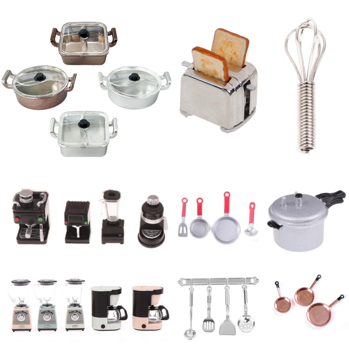 1 machine à pain miniature pour maison de poupée échelle 1/12, accessoire de cuisine, grille-pain, décoration de maison, cuillère, pelle, modèle d'ustensiles de cuisine