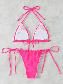 Triangle Bikini Set For Women Lace Up Two Piece Swimwear