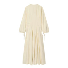 Women's Dress 2026 Summer New Beige Long-Sleeve Loose Tie-Decorated Long Dress Elegant and Graceful Beach Vacation