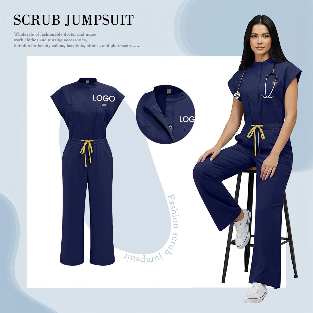 Custom Logo Medical Clothing for Women Anti Wrinkle Nursing Scrub Doctor Nurse Work Clothes Jumpsuit Printing Embroidering Logos