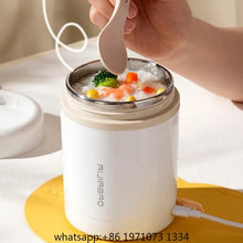 600ML Portable USB Electric Heating Lunch Box Stainless Steel Food Warmer with Drink Function for Picnics Food Heater