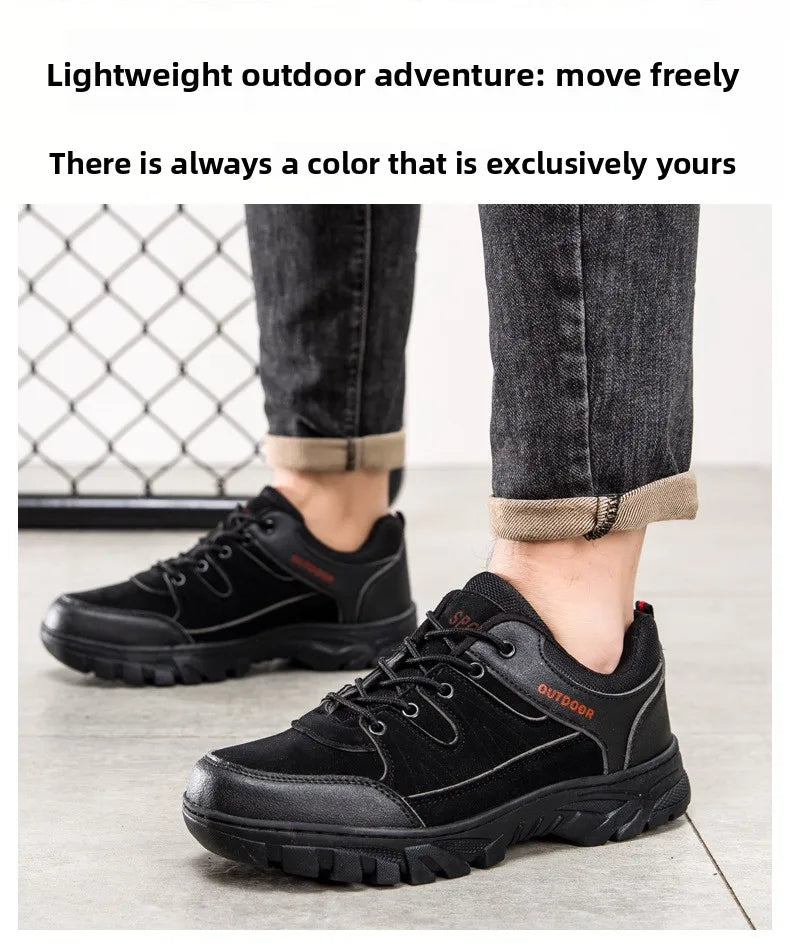 Outdoor Climbing Shoes Men's Trendy Flat Work Shoes Casual Sports Style New Model Comfortable Warmth Synthetic Leather Upgraded