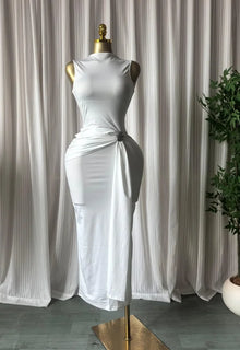 GLCMYAYA Women Sleeveless O-neck Stacked Ruched Side Up Bodycon Midi Maxi Dress 2026 Cocktail Even Birthday Party Trendy Dresses