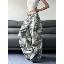 YIBASHU 2026 Spring Women Camouflage Wide Fit Denim Cargo Pants Japanese Tomboy Y2K Baggy Jeans Harajuku Grunge Punk Cowboy New