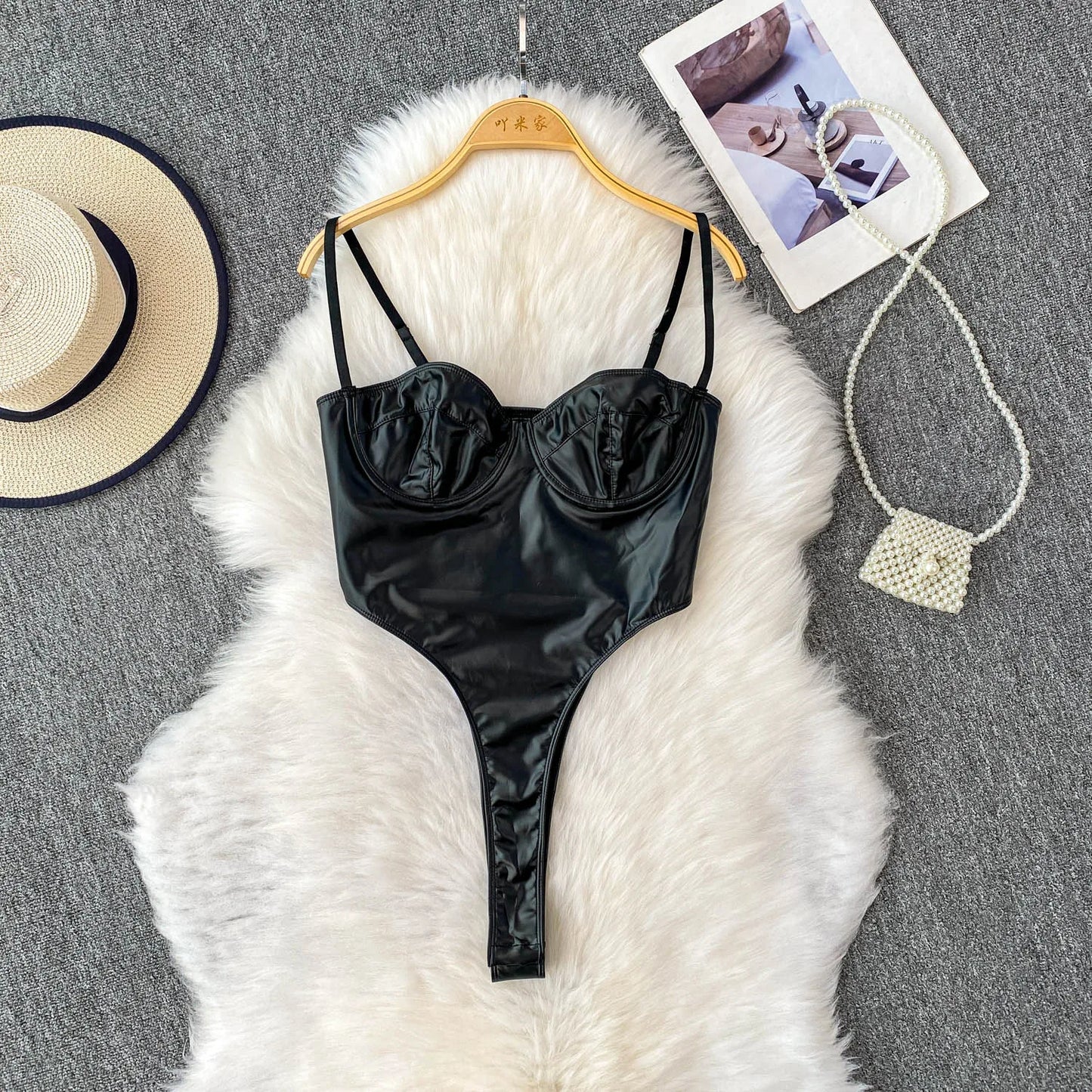 Chic Off Shoulder PU split basics Camis Fashion Fairy Tank Top Women Summer Crop Top  Bodysuits Hotsweet Streetwear