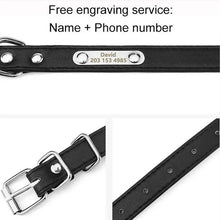 Personalized Dog Collar Name Carved ID Tag  Anti-lost Solid PU Leather Collar For Small Medium Large Dogs Puppy Cat Pet Supplies
