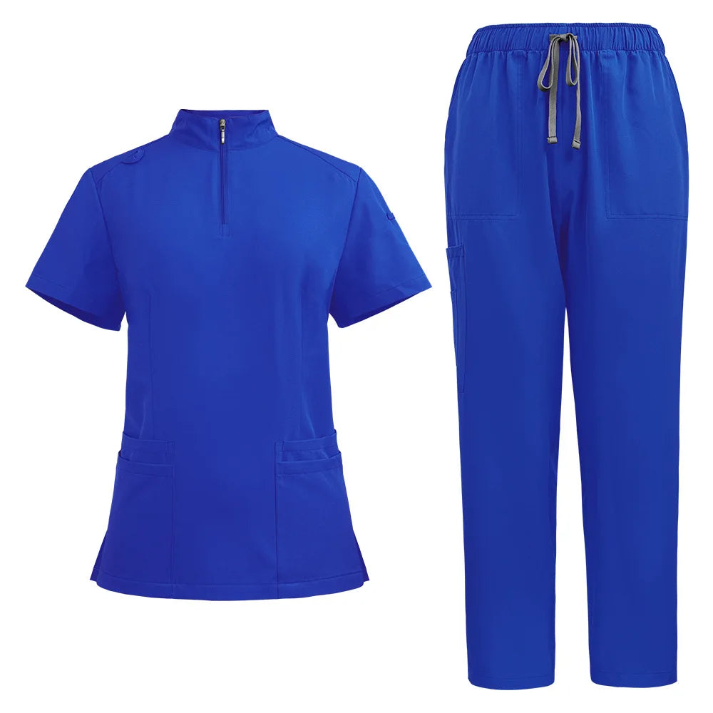 Neutral medical frosted stand up collar zipper design, doctor and nurse work clothes, operating room surgical clothes