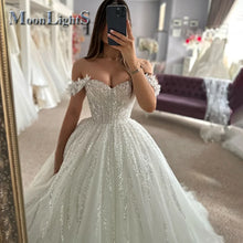 Moonlight Lace Wedding Dress Off Shoulder Appliques A Line Sweetheart Bride Bridal Dress Backless Customized Vestidos De Novia
