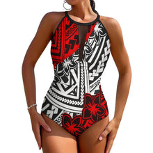 Fiji High-Waisted Swimsuit Push-Up One-Piece Swimsuit Polynesian Custom Ethnic Print Swimwear Printed Swimsuit Backless Bikini