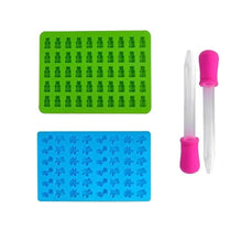 Mini Fudge Molds Silicone Chocolate Fudge Molds with Dropper Non-stick Food Grade Jelly Bear Cake Candy Tools Baking Molds