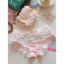 Japanese Lolita Princess Lingerie Women Pure Desire Cake Layer Lace Mesh Cotton Crotch Party Bra Panty Set Cute Comfortable Soft