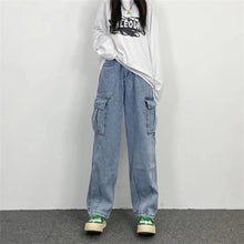 Oversize Streetwear Men's Baggy Jeans Y2K Cargo Wide Leg Pants Fashion Harajuku Hip Hop Loose Straight Korean Autumn Denim Pants
