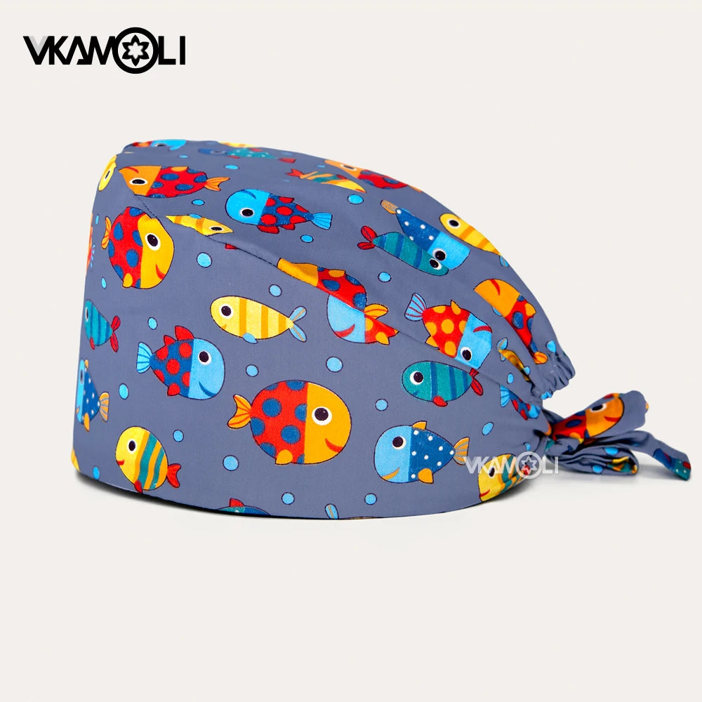 Cartoon Dinosaur series printed hospital surgical cap Reusable Hats  Protection Anti-dust Caps Breathable Caps Cover