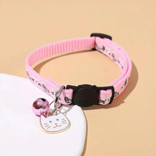 Adjustable Pet Cat Collar Quick Release Safety Buckle Anti-lost Cat Necklace Cat Pattern with Cat Face Pendant Bell