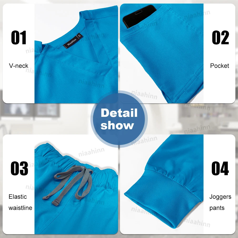 Scrub Sets Uniform Women Joggers Medical Accessories Healthcare Surgical Uniforms Lab Veterinary Clinic Working Clothes Set Mens