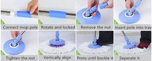 Floor Cleaner 360 Degree Rotating Mop Pole Thickened Stainless Steel Retractable Hand Press Spin Dry Magic Mop Cleaning Mop Spin