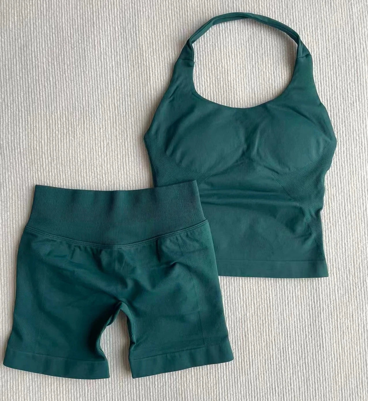 NO Logo Gym impact shorts set Strap Top Women's Long Line Strap Vest Pads Yoga Clothes Fitness Exercise Running Sports Clothes