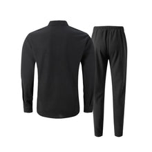 Chemise gaufrée pour homme, chemise tendance à col montant boutonné et pantalon, ensemble 1 ou 2 pièces, confortable, respirant et décontracté