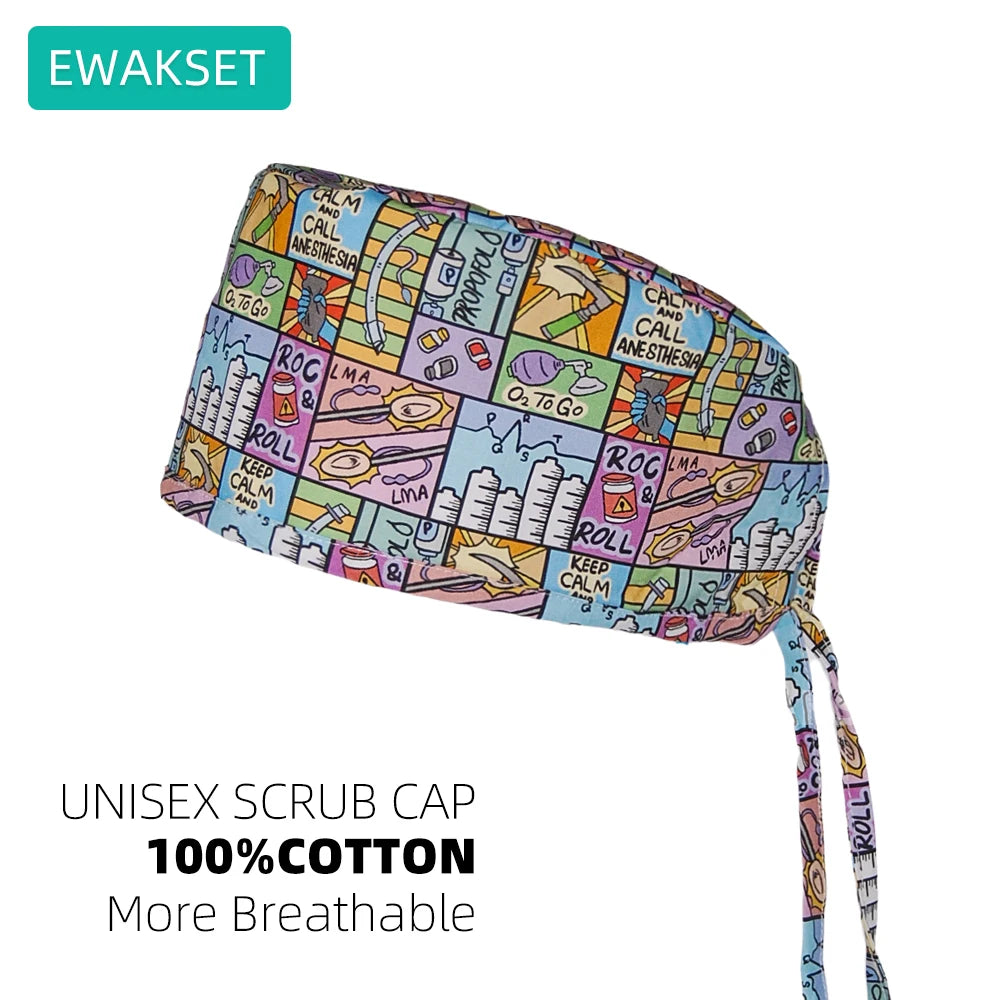 New printed scrub cap for Anesthesiologist cotton Anaesthesia medical nursing hats woman man surgical caps operating room hat