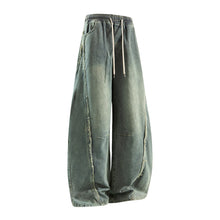 Retro Distressed Wide Leg Curved Jeans Men Y2K Hip Hop Baggy Denim Pants Streetwear Casual Trousers