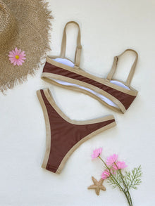 2026 Fashionable Women Two-Piece Swimsuit Adorable Chocolate Dot Design with Lace Detail Perfect for Beach Wear and Pool Parties