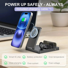 5-in-1 Fast Wireless Charger Station For MagSafe Type C USB Output for iPhone Apple Watch AirPods Light Control Foldable Desk