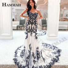 HAMMAH Elegant V Neck Wedding Dresses Mermaid Appliques Lace Spaghetti Strap Satin Court Train Robe De Mariee Customized