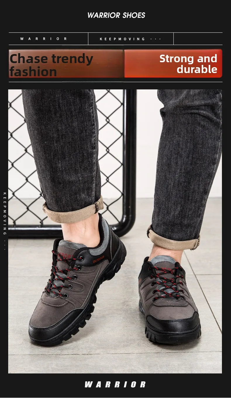 Outdoor Climbing Shoes Men's Trendy Flat Work Shoes Casual Sports Style New Model Comfortable Warmth Synthetic Leather Upgraded