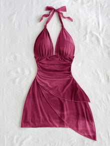 2025 Fashion Design sense Chiffon sleeveless sexy tight deep V short sexy pure backless dress
