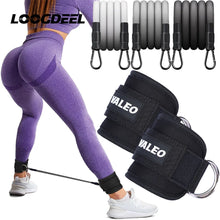 LOOGDEEL Ankle Resistance Strap With Cuffs Hip Lifting Band Exercise Yoga Ankle Strap Set Women Men Leg Support D-Ring Support
