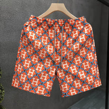 Short de bain orange pour homme avec lettre H, séchage rapide, décontracté avec poches, motif luxe, idéal pour les vacances d'été et le sport.