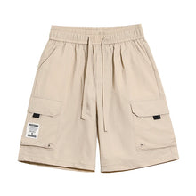 Men's High Street Cargo Shorts Lightweight Breathable Solid Color Drawstring Waist Big Pockets Shorts Casual Summer Short Pants