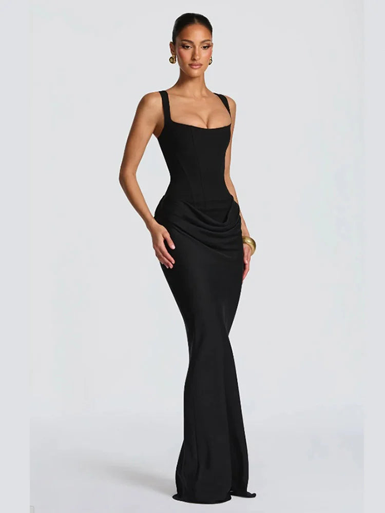 Women Green Ruched Elegant Satin Maxi Dress Mermaid One-shoulder Cutout Slim Fit Flowy Vestido 2026 Lady Summer Evening Vestidos