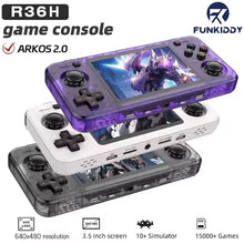 FUNKIDDY New R36H Retro Handheld Game Console Open Source Arkos System 128G 20000+ Classic Games Console Portable Game Players
